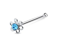 Stone Flower Shaped Silver Bone Nose Stud NSKD-25